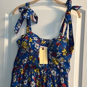 Blue Floral Women's Dress with pockets